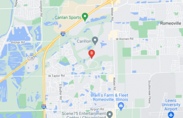 AmeriWeb Hosting location map: 13930 S BRISTLECONE LN D, PLAINFIELD, IL